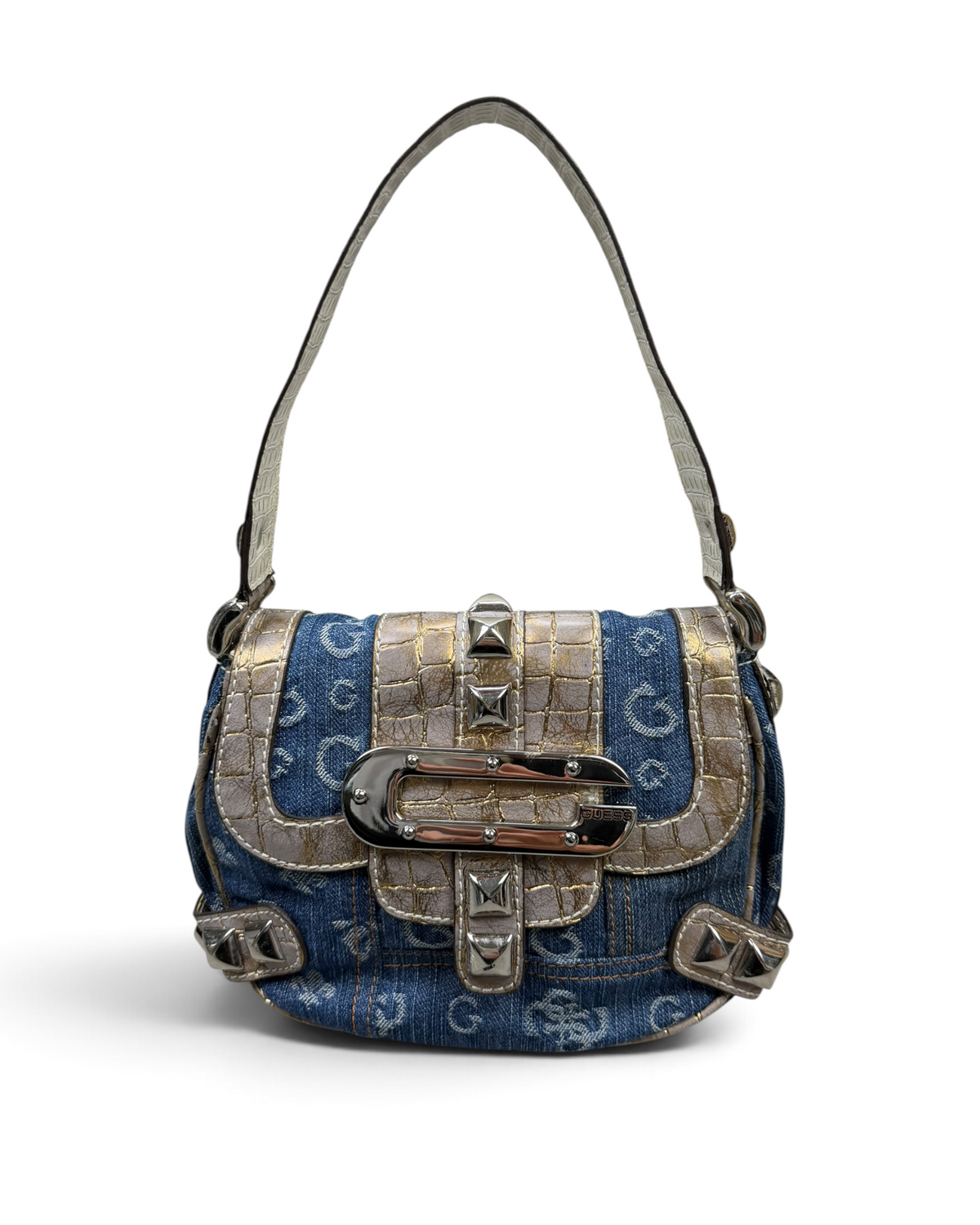 Vintage GUESS Denim Monogram Rare Bag Y2K 2000s