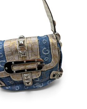 Vintage GUESS Denim Monogram Rare Bag Y2K 2000s