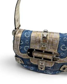 Vintage GUESS Denim Monogram Rare Bag Y2K 2000s