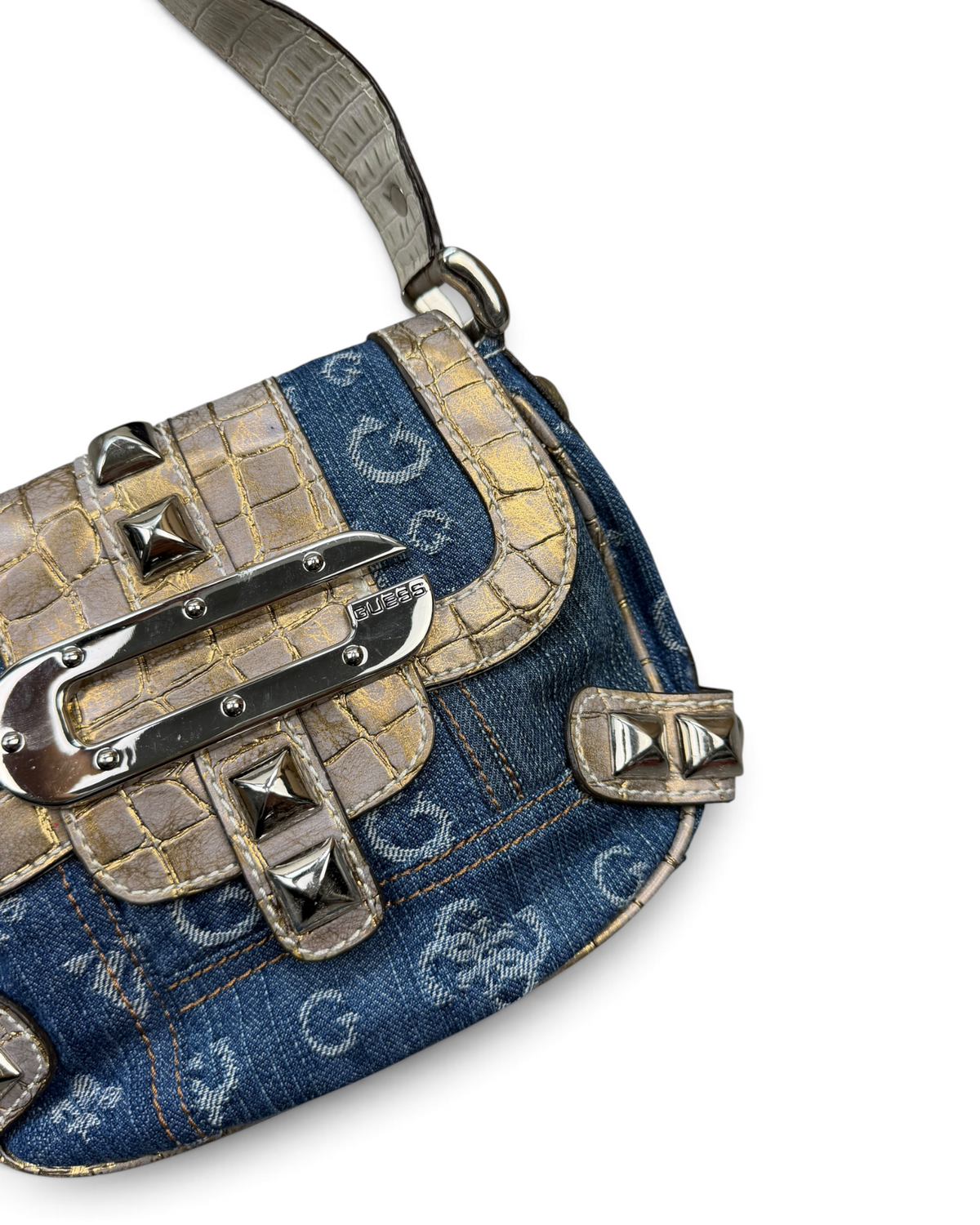Vintage GUESS Denim Monogram Rare Bag Y2K 2000s
