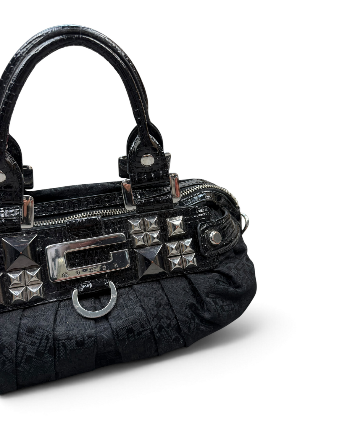 Vintage GUESS Rare Black Monogram Bag Y2K 2000s