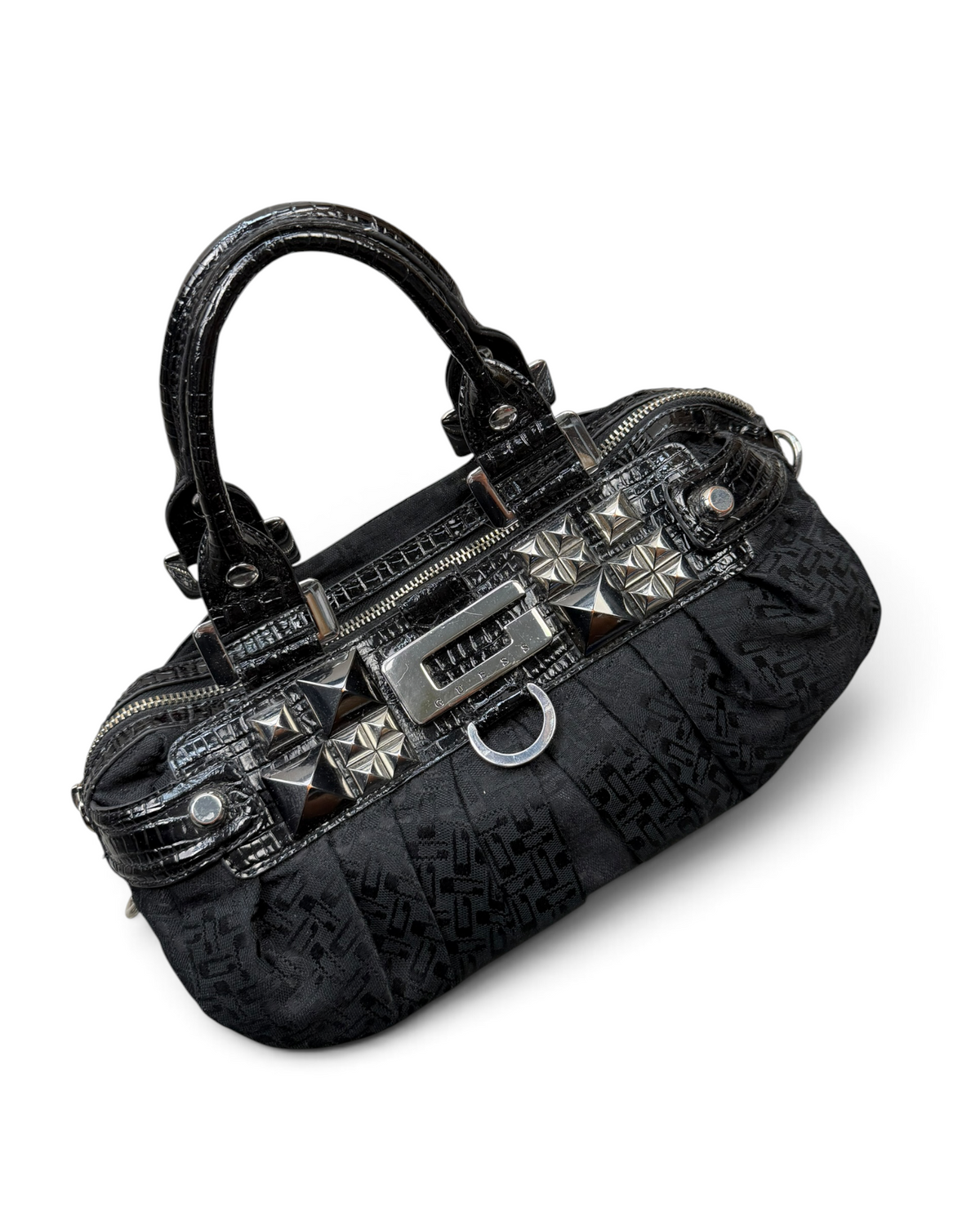 Vintage GUESS Rare Black Monogram Bag Y2K 2000s