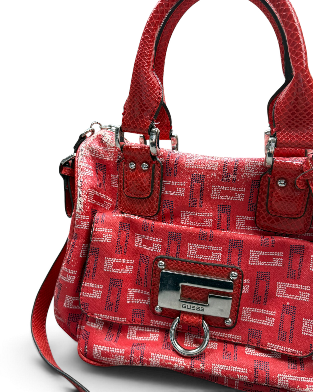 Vintage GUESS Red Style Monogram Bag Rare Y2K