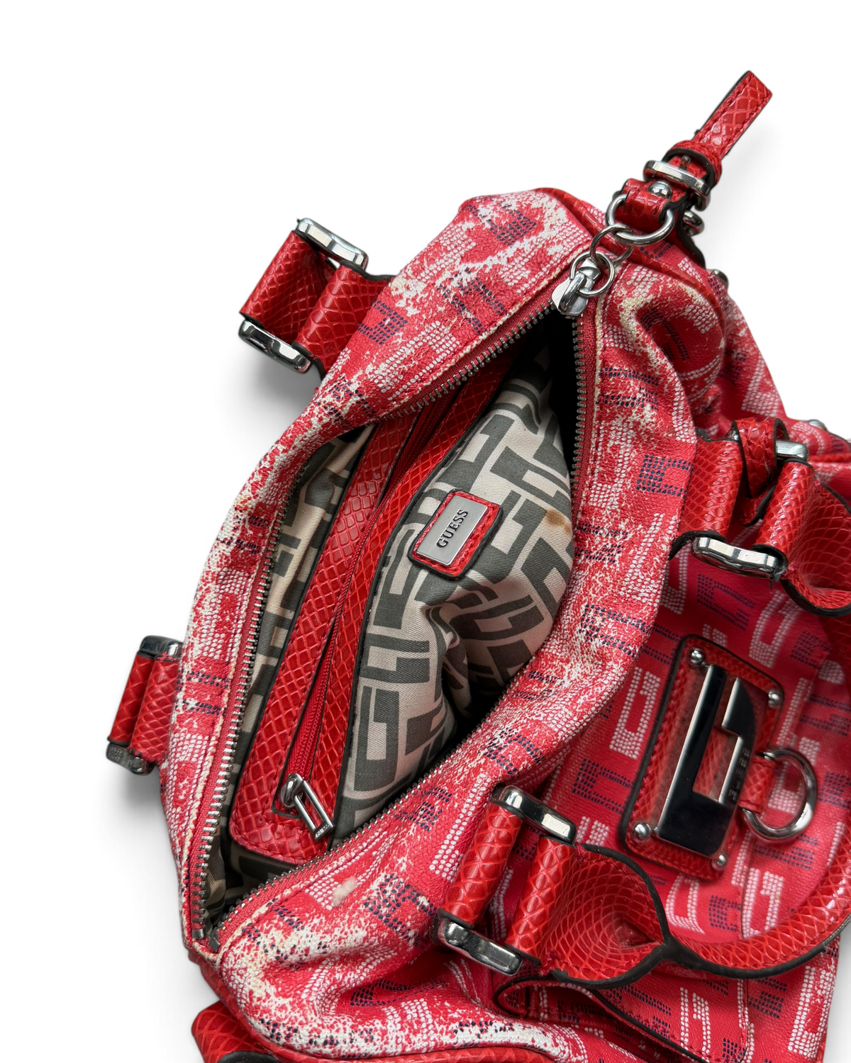Vintage GUESS Red Style Monogram Bag Rare Y2K