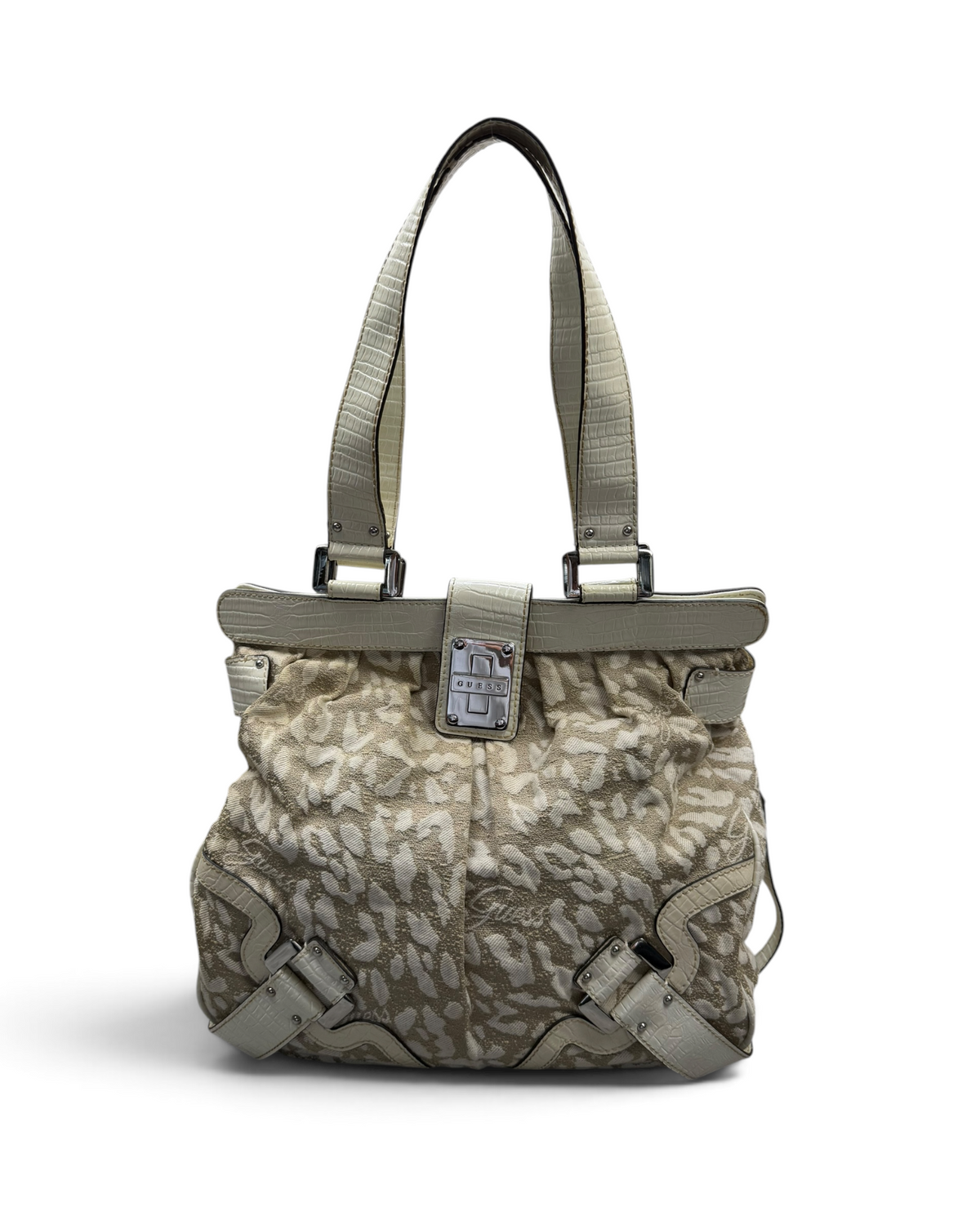 Vintage GUESS White Monogram Bag Y2K Rare 2000s