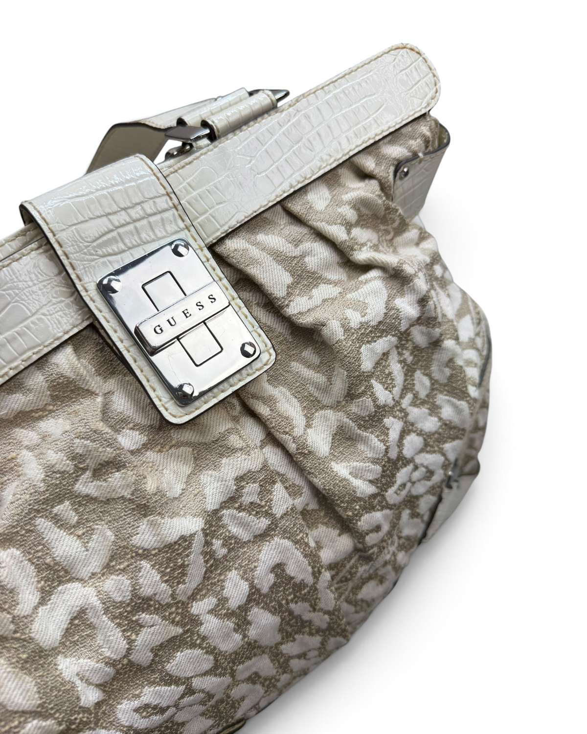 Vintage GUESS White Monogram Bag Y2K Rare 2000s