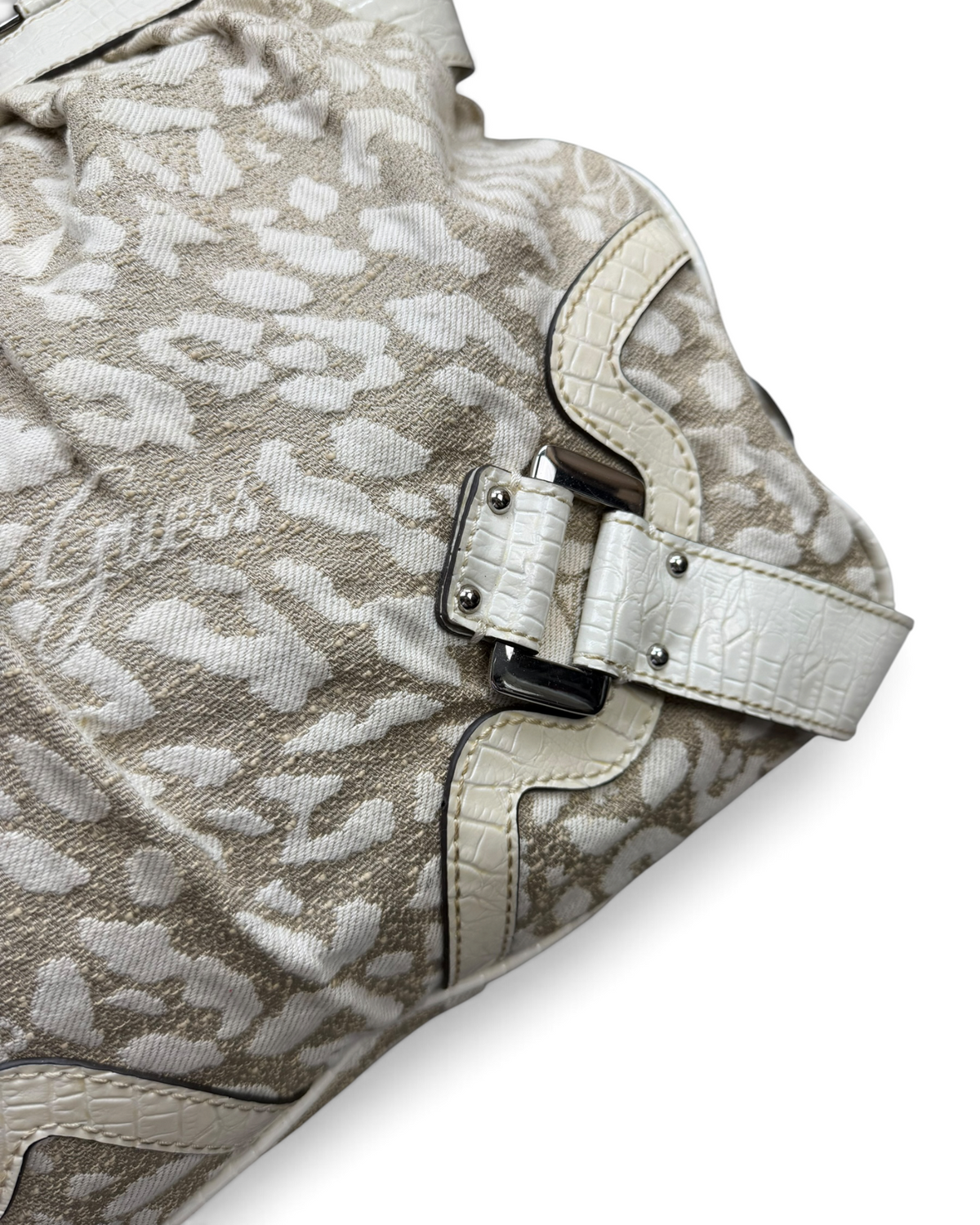 Vintage GUESS White Monogram Bag Y2K Rare 2000s