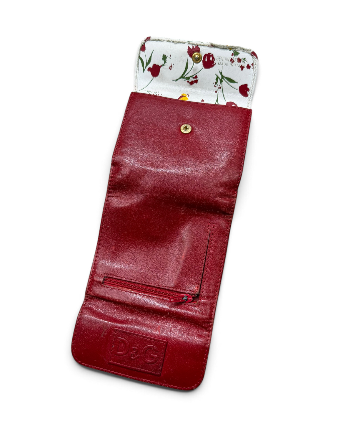 Vintage Dolce & Gabanna Leather Red Flower Portmonnae Rare
