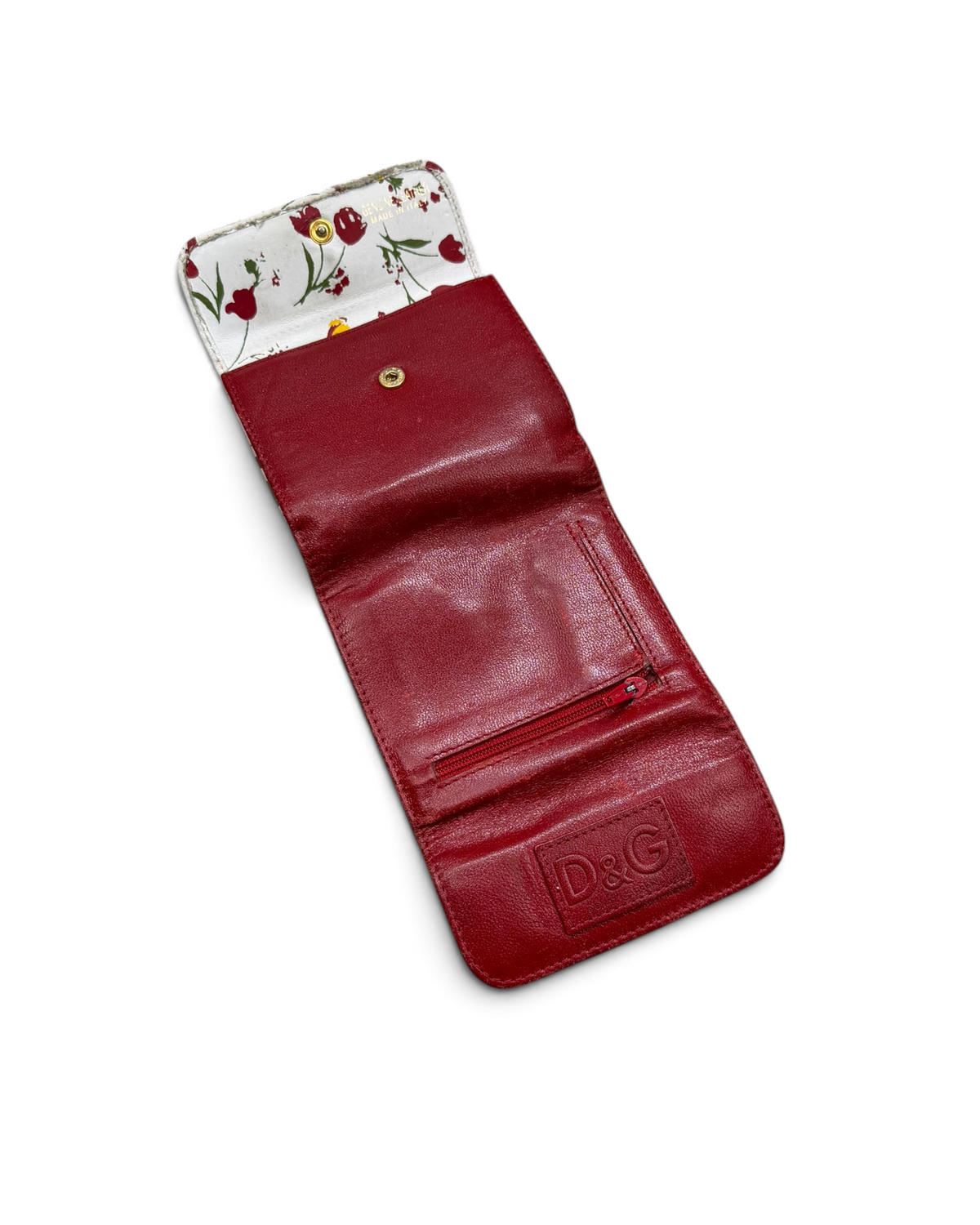 Vintage Dolce & Gabanna Leather Red Flower Portmonnae Rare