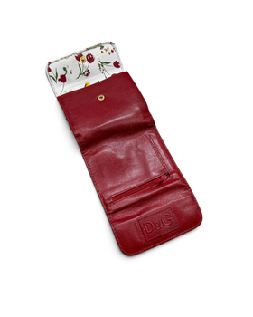 Vintage Dolce & Gabanna Leather Red Flower Portmonnae Rare