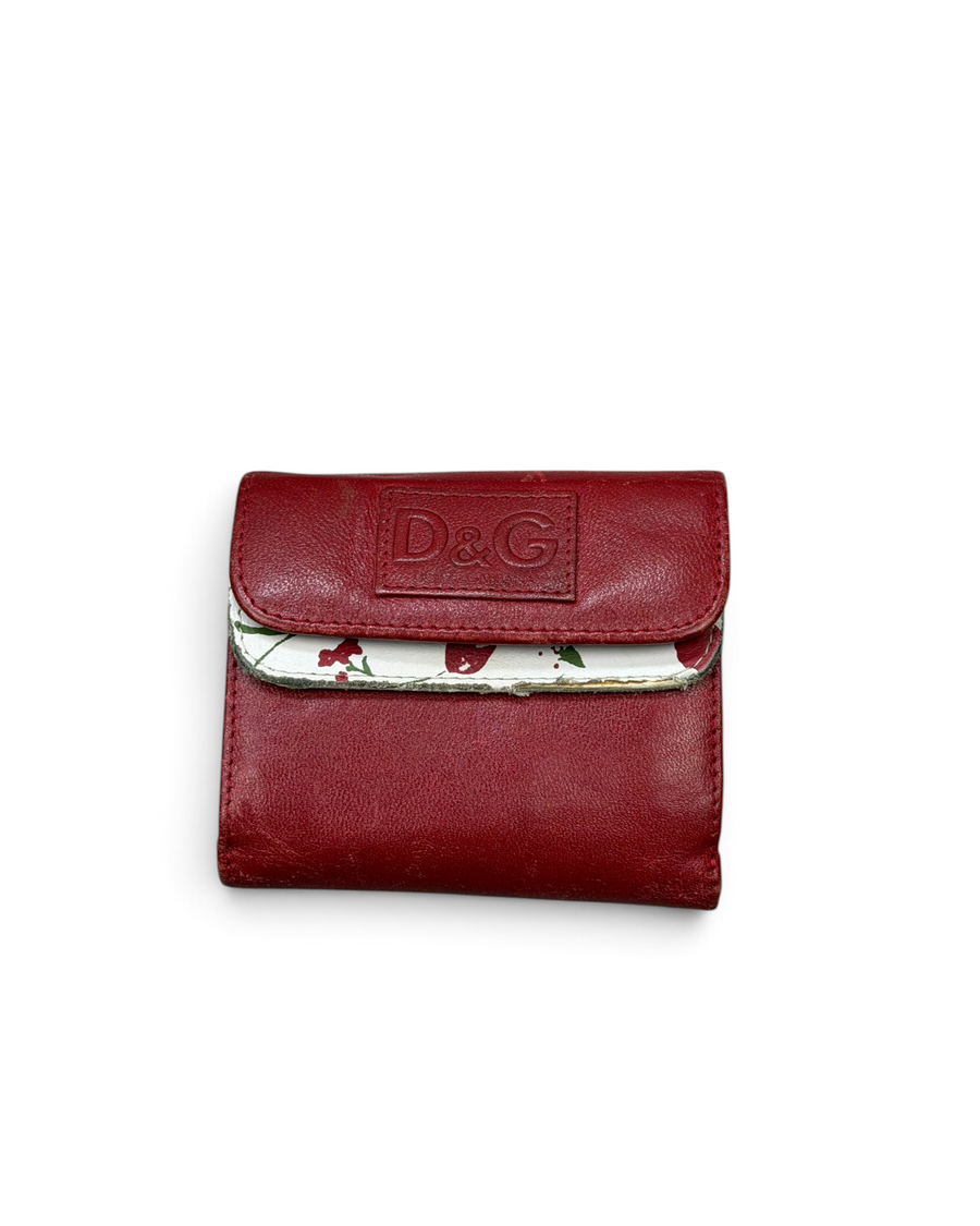 Vintage Dolce & Gabanna Leather Red Flower Portmonnae Rare