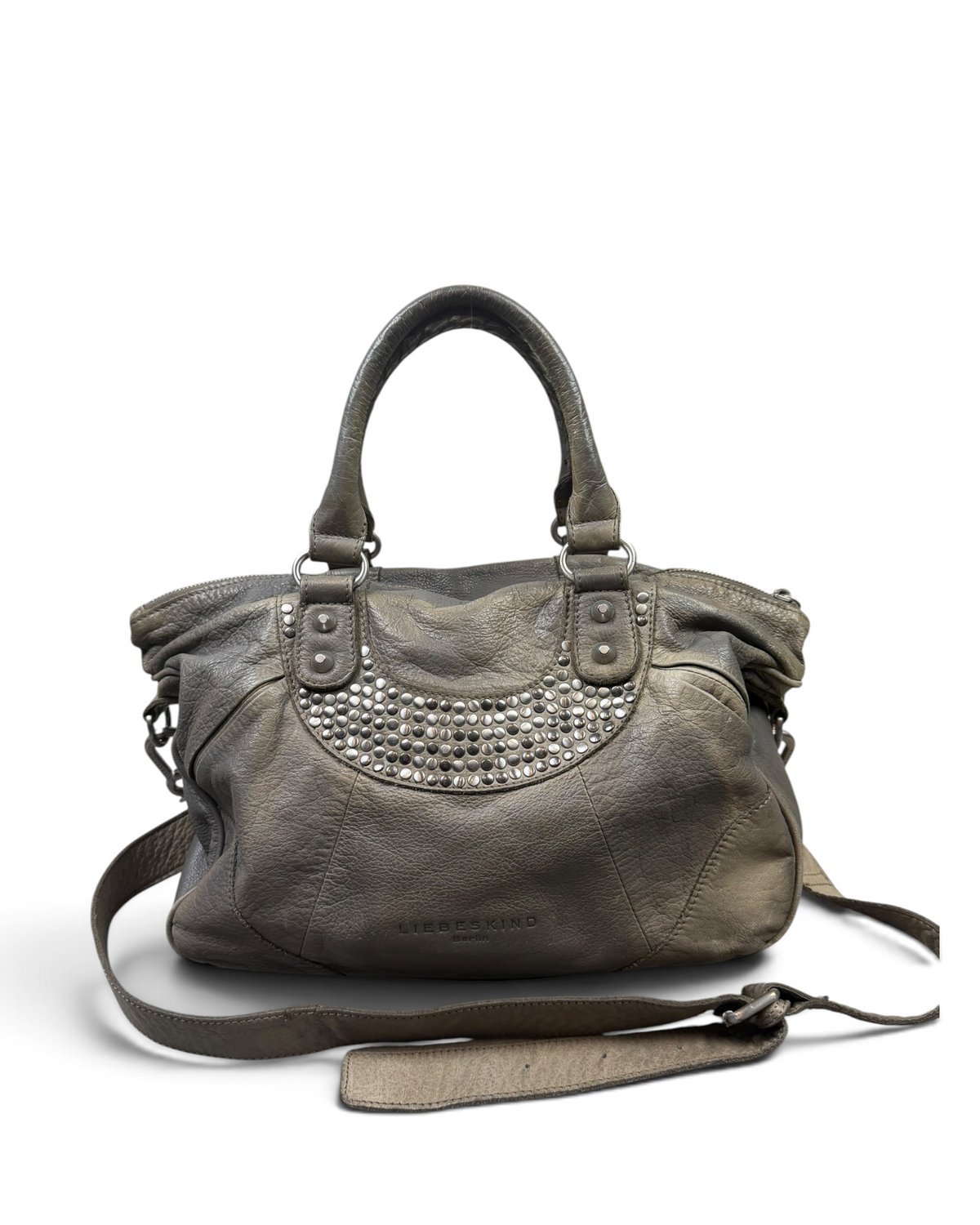 Vintage Liebeskind Berlin Rare Khaki Leather Embroidery Bag Y2K 2000s