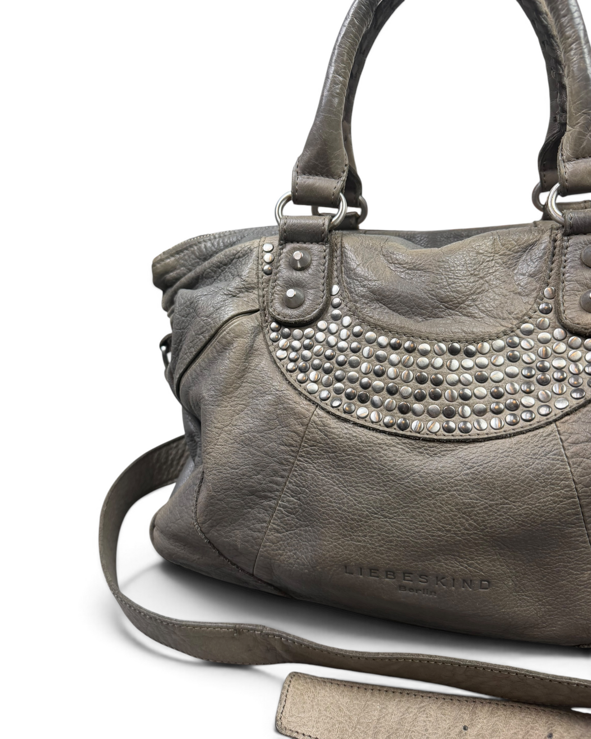 Vintage Liebeskind Berlin Rare Khaki Leather Embroidery Bag Y2K 2000s