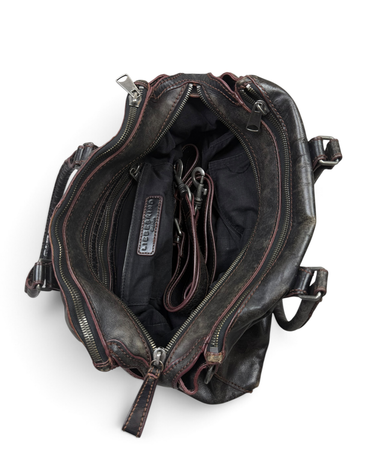Vintage Liebeskind Berlin Rare Black Leather Bordeaux Bag Y2K 2000s