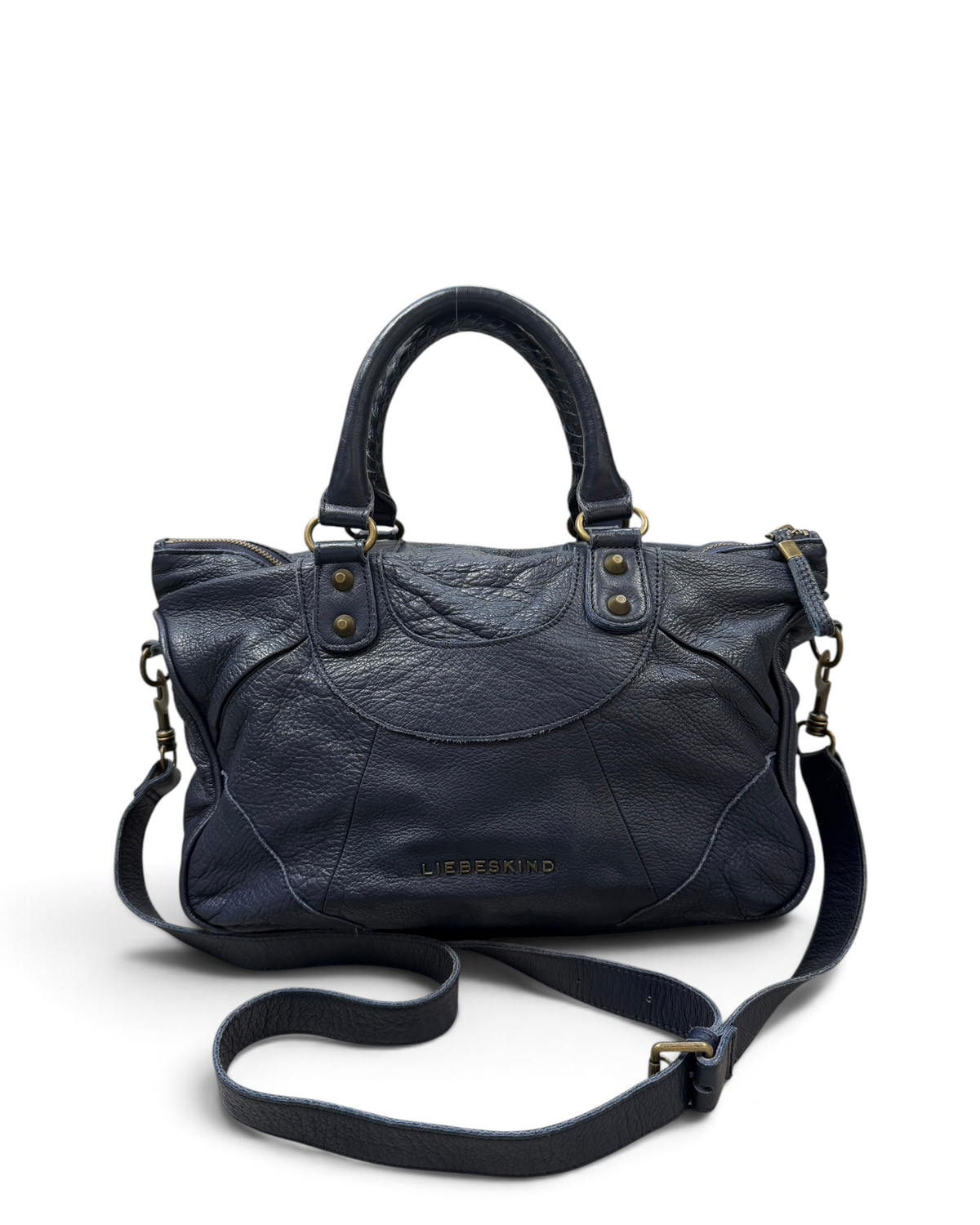 Vintage Liebeskind Berlin Rare Navy Leather Bag Y2K 2000s