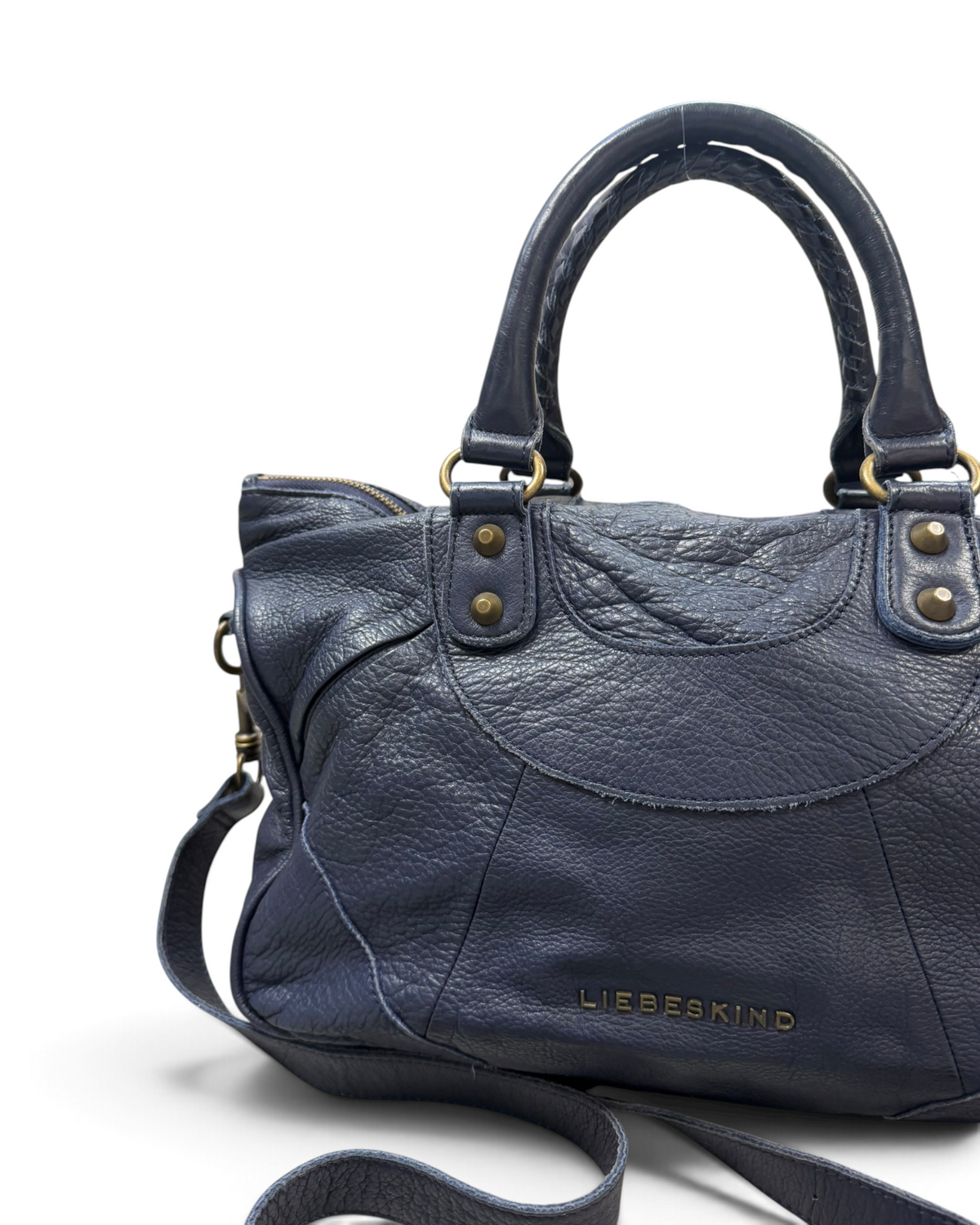 Vintage Liebeskind Berlin Rare Navy Leather Bag Y2K 2000s