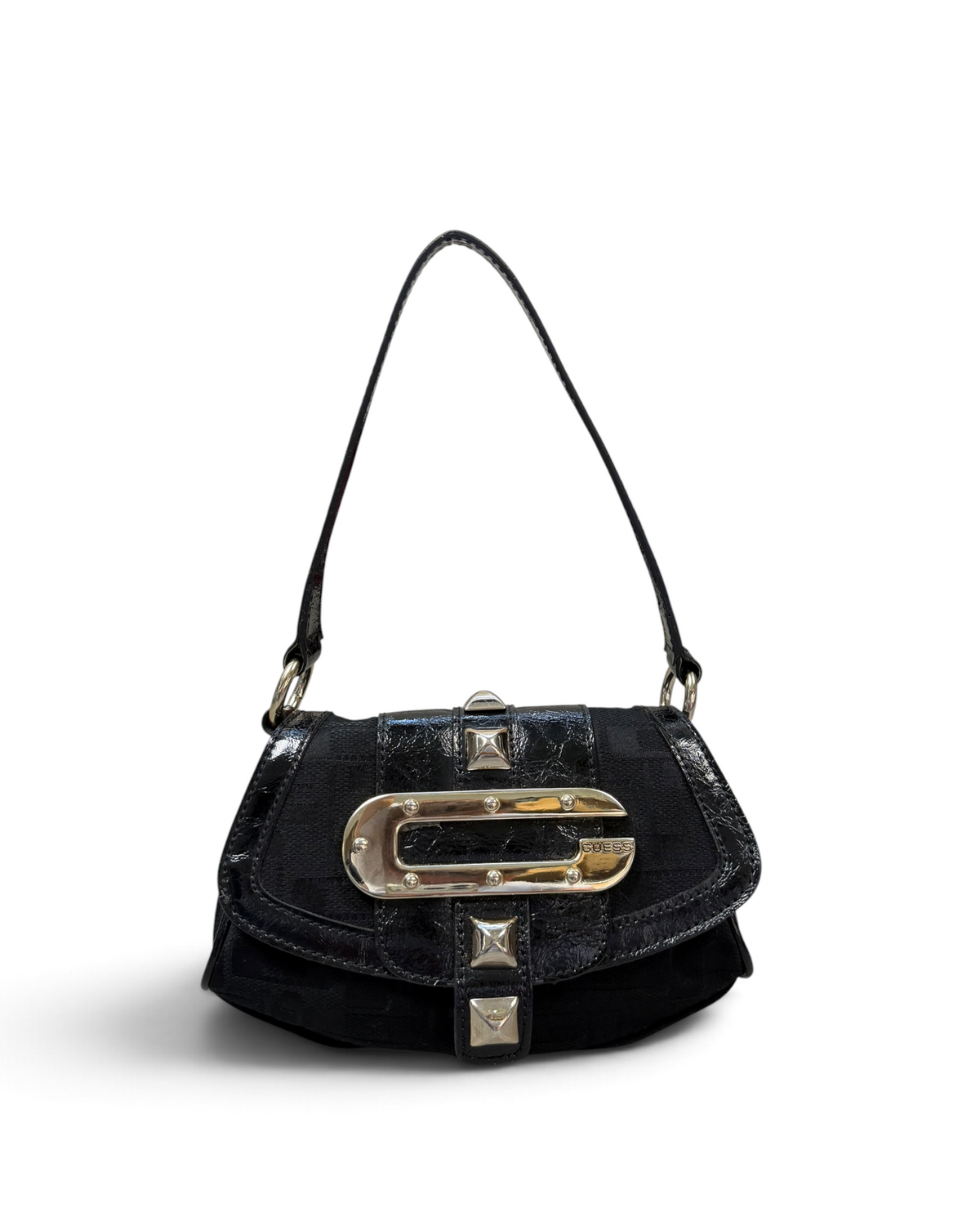 Vintage GUESS Rare Black Monogram Bag Y2K 2000s