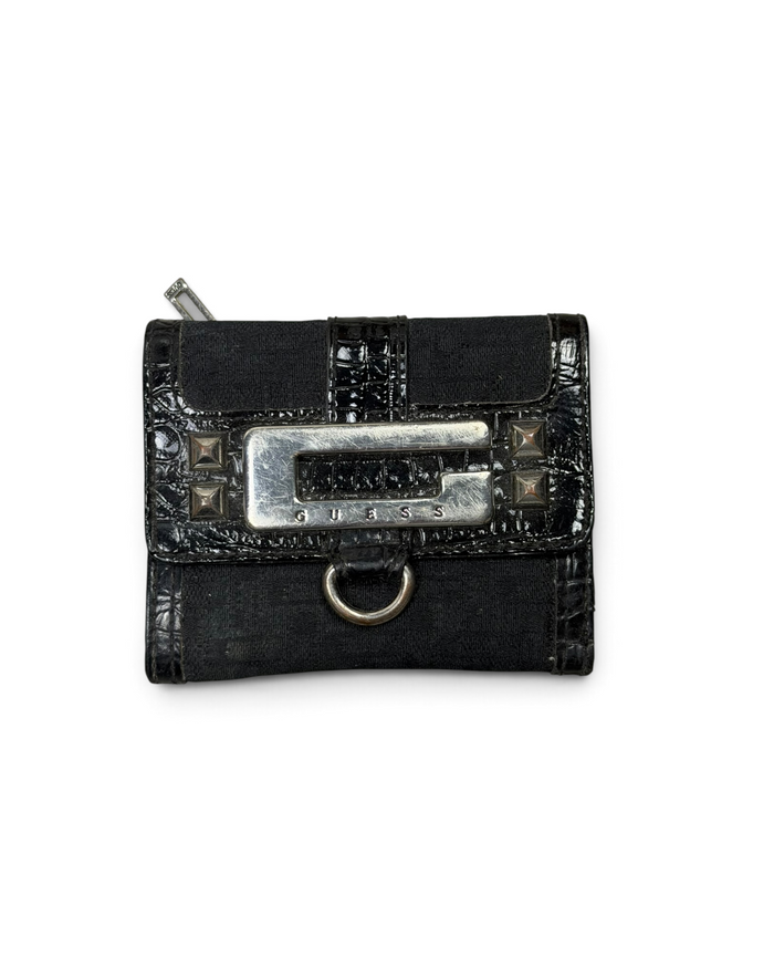 Vintage GUESS Black Monogram Portmonnae Y2K 2000s