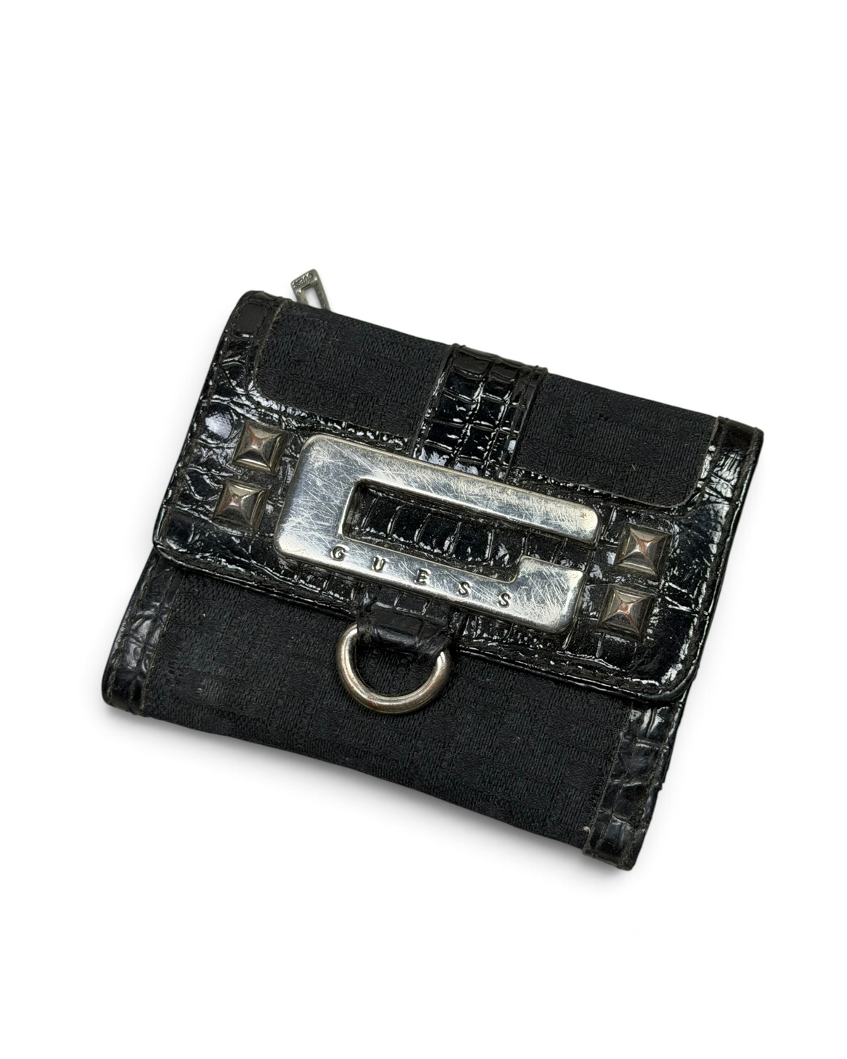Vintage GUESS Black Monogram Portmonnae Y2K 2000s