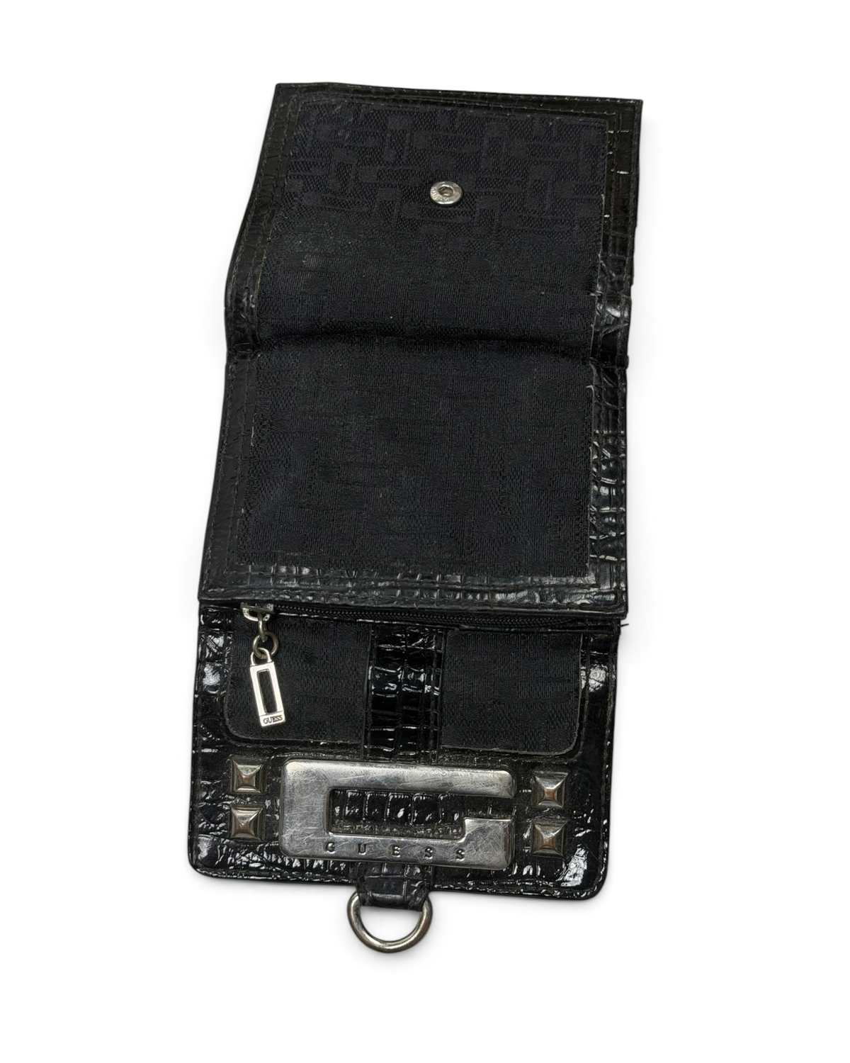 Vintage GUESS Black Monogram Portmonnae Y2K 2000s