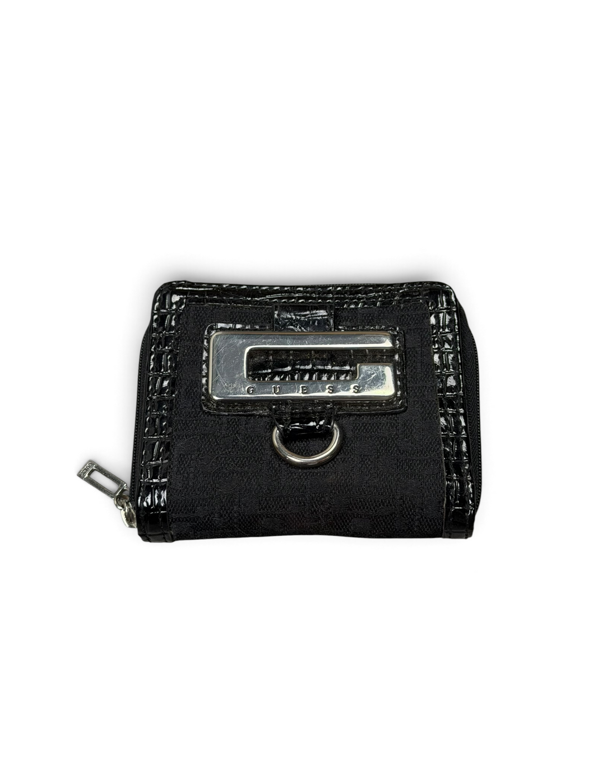 Vintage GUESS Black Monogram Portmonnae Y2K 2000s