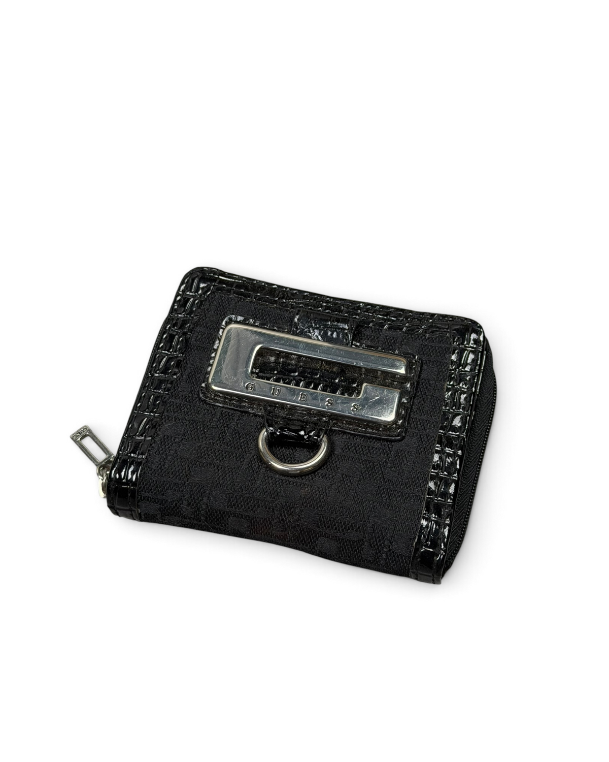 Vintage GUESS Black Monogram Portmonnae Y2K 2000s