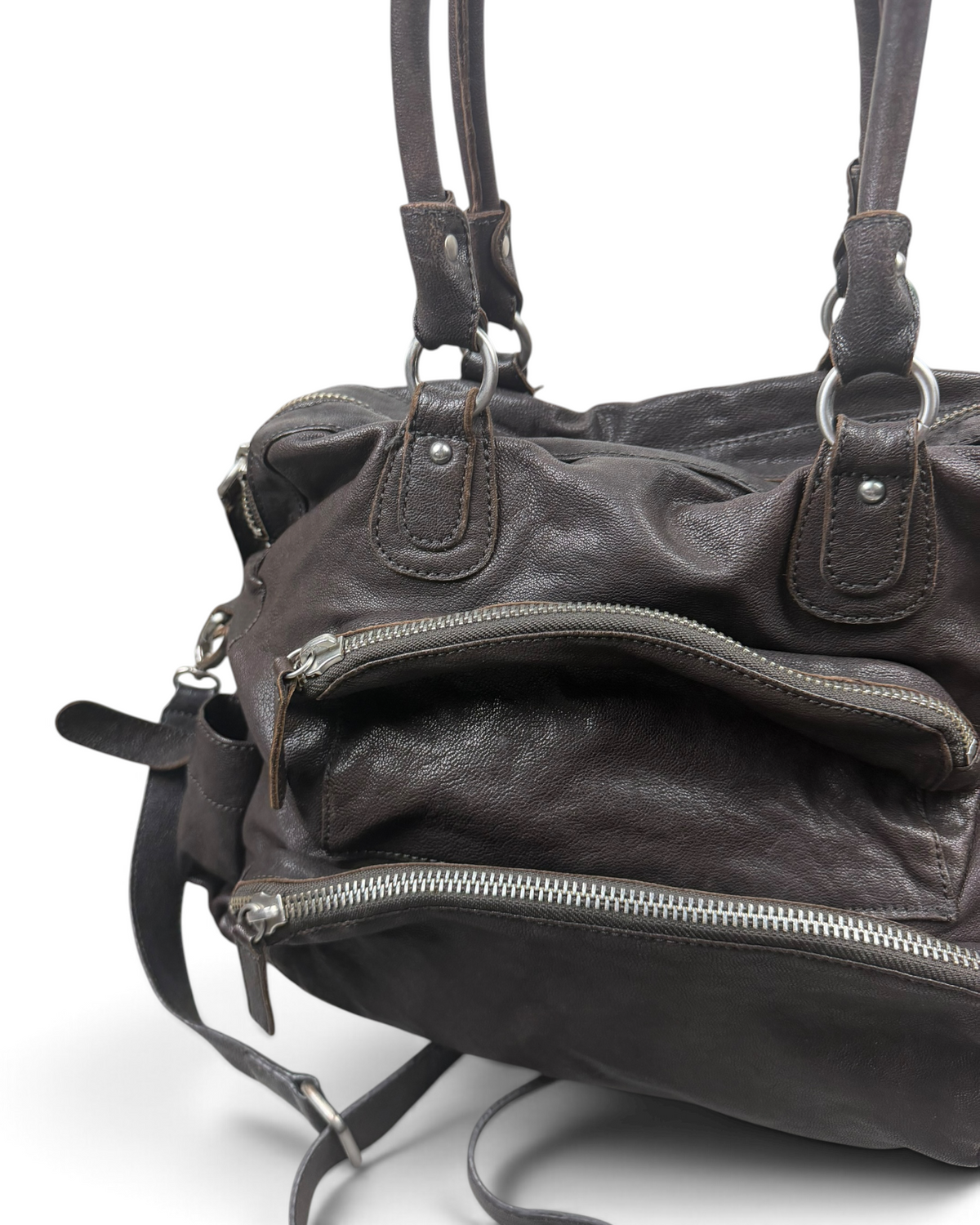 Vintage Liebeskind Berlin Rare Brown Zip Leather Bag Y2K 2000s