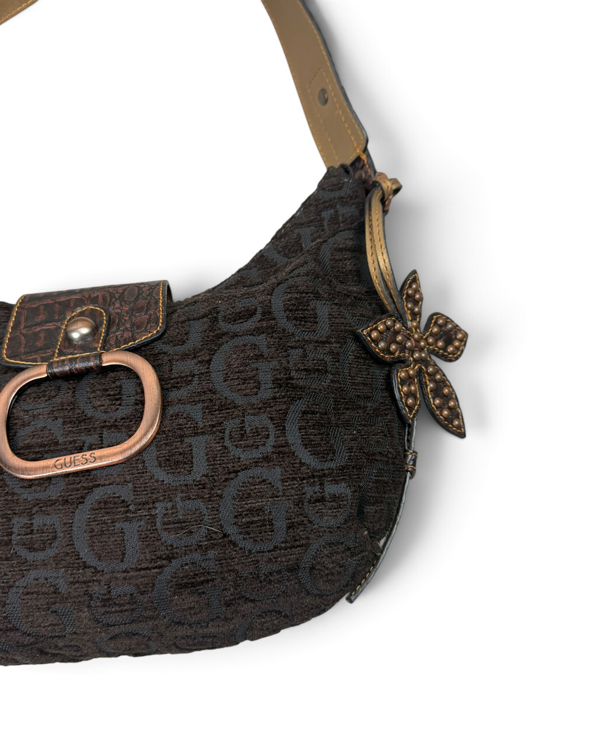 Vintage GUESS Rare Brown Monogram Bag Y2K 2000s