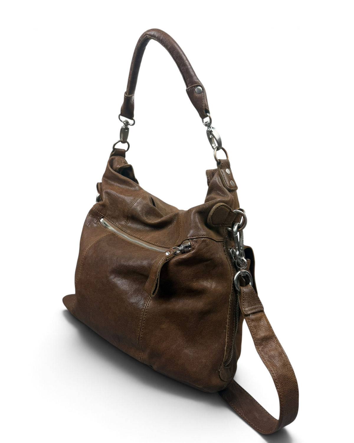 Vintage Liebeskind Berlin Brown Leather Hobo Bag Y2K 2000s