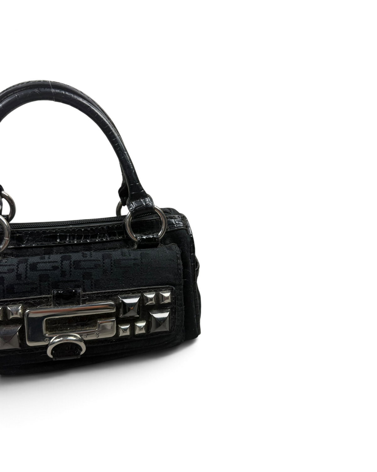 Vintage GUESS Mini Black Monogram Style Rare Bag Y2K 2000s