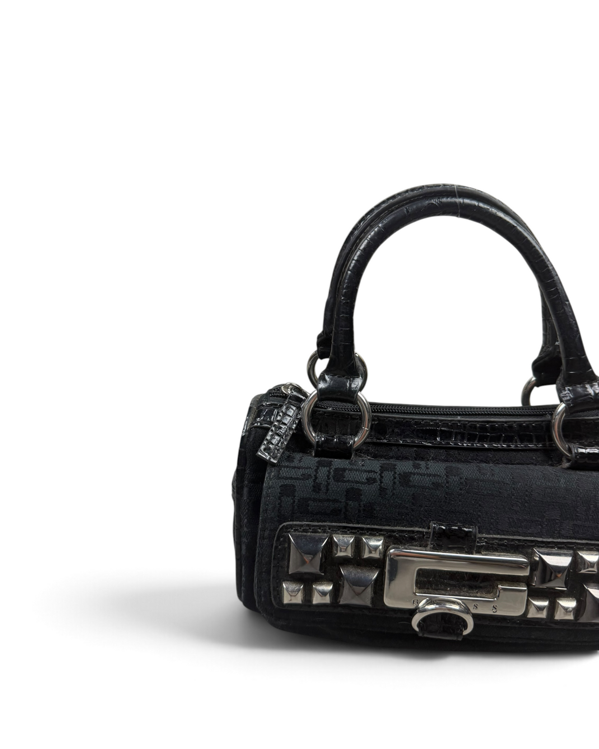 Vintage GUESS Mini Black Monogram Style Rare Bag Y2K 2000s