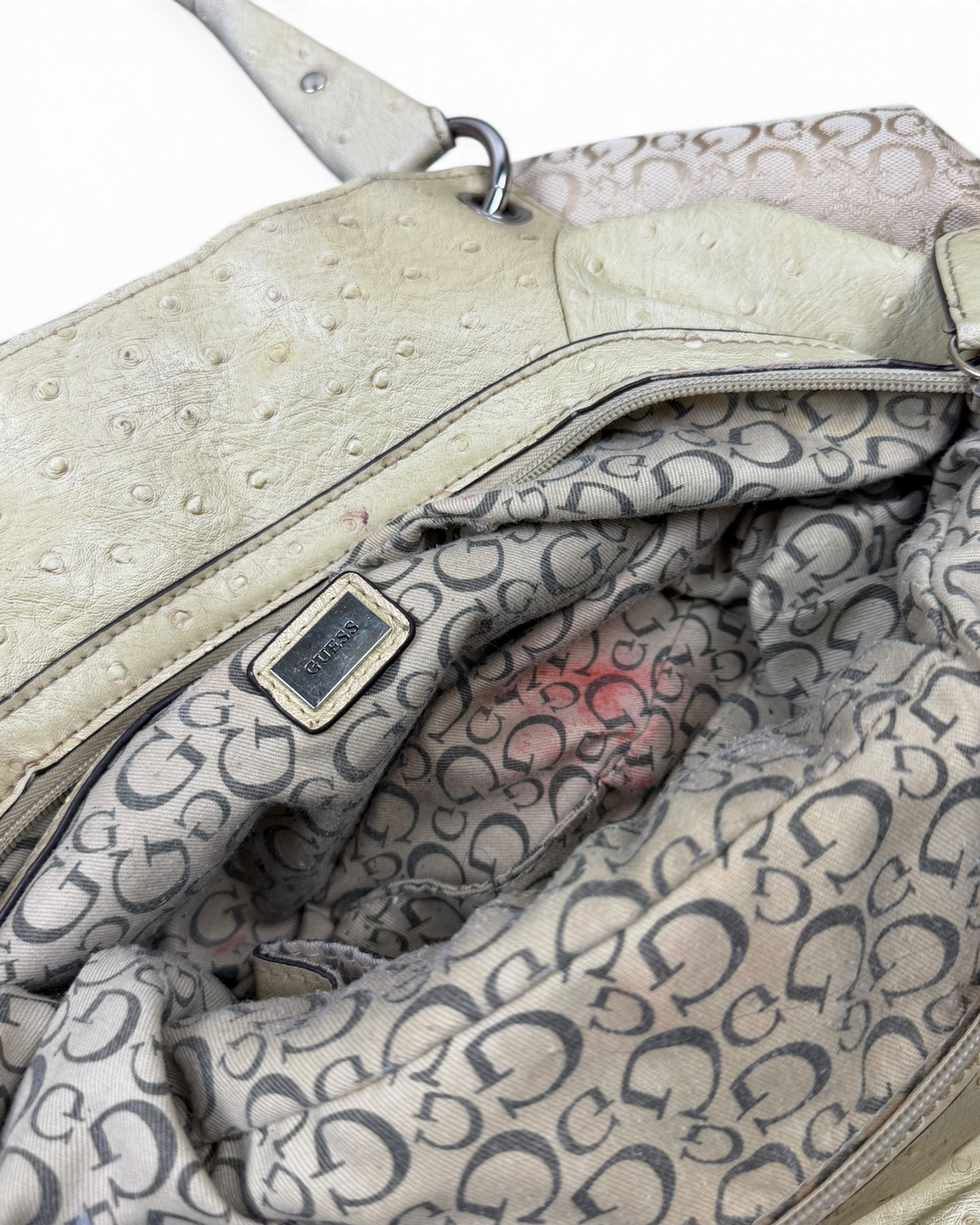 Vintage GUESS Rare Beige Monogram Bag Y2K 2000s